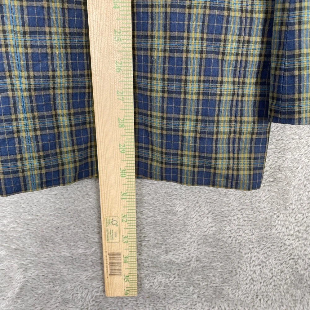 Gap Classic Blazer Mens Large Blue Green Plaid Cotton Tailored Jacket